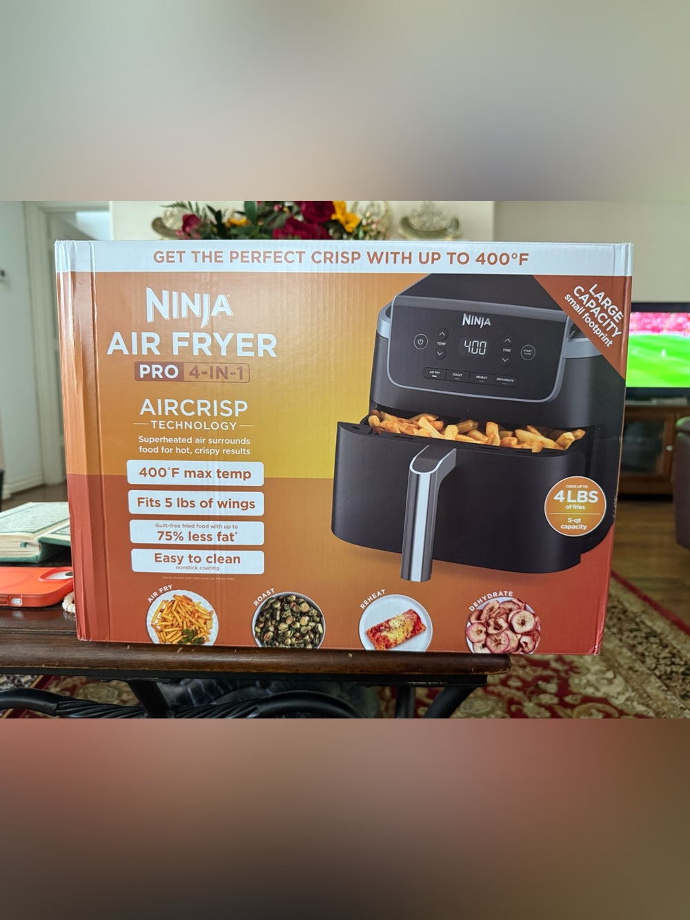 Ninja Air Fryer with Air Crisp | 5 QT Capacity fits up to 4lbs of Fries | 4-in-1